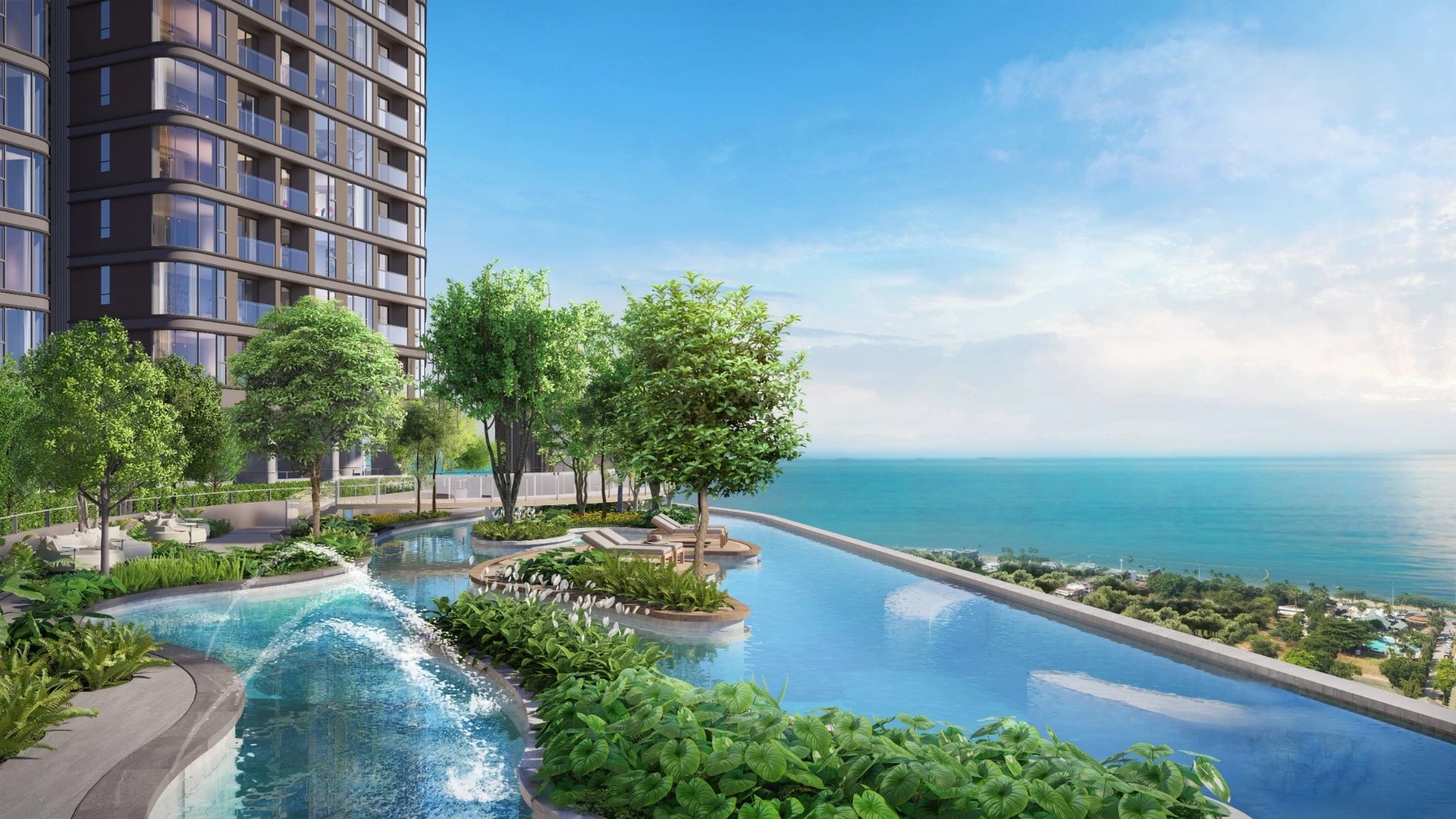 Aquarous Jomtien Pattaya — rooftop pool deck by day